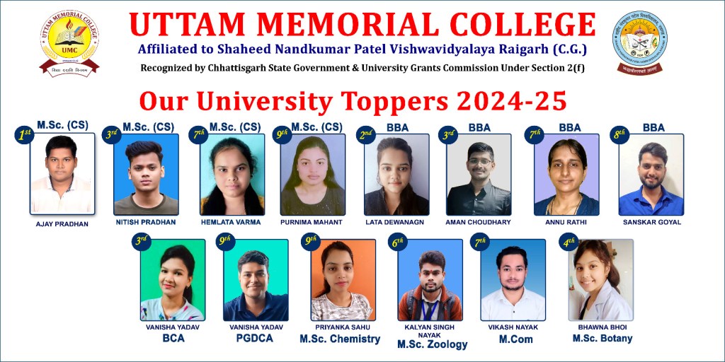 उत्तम मेमोरियल कॉलेज के छात्रों का यूनिवर्सिटी टॉपर्स की सूची में&nbsp;दबदबा
