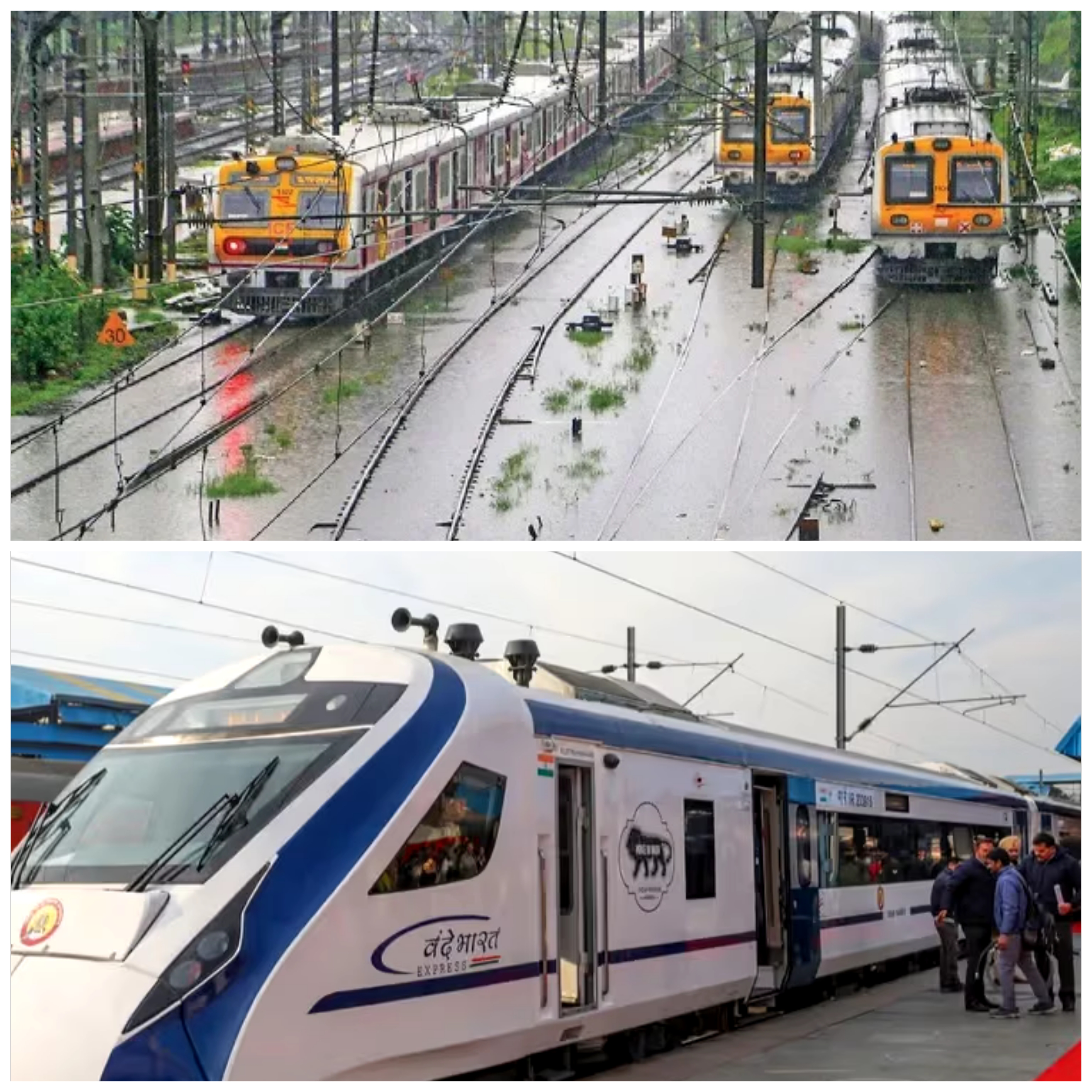 भारी बारिश ने रोकी ट्रेनों की रफ्तार, वंदे भारत एक्सप्रेस भी&nbsp;फंसी