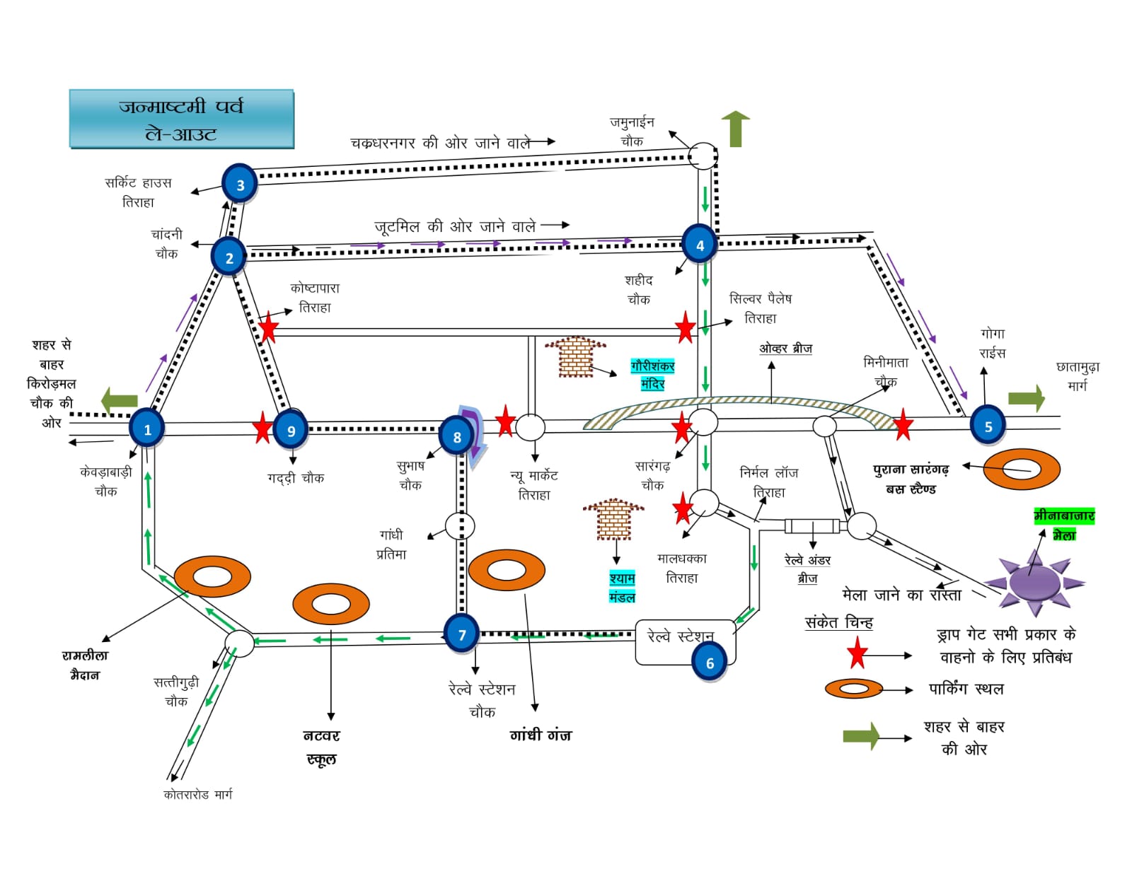 जन्माष्टमी मेले को लेकर यातायात विभाग ने रुट चार्ट किया&nbsp;तैयार…..