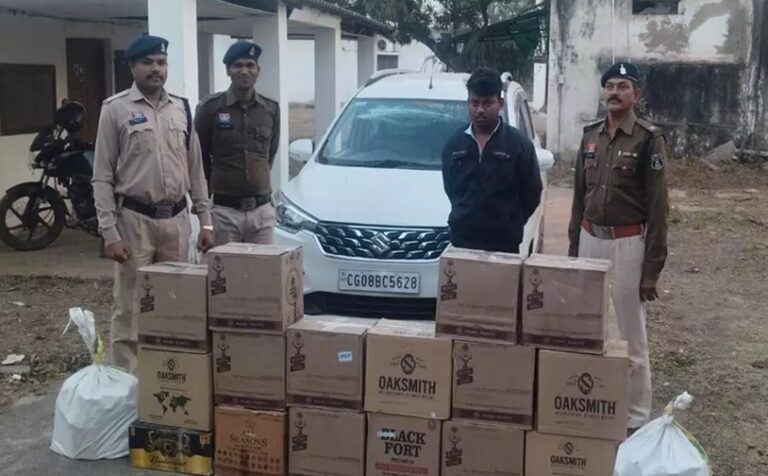 राजनांदगांव पुलिस की बड़ी कार्रवाई, 16 पेटी अवैध अंग्रेजी शराब जब्त, एक तस्कर गिरफ्तार…..